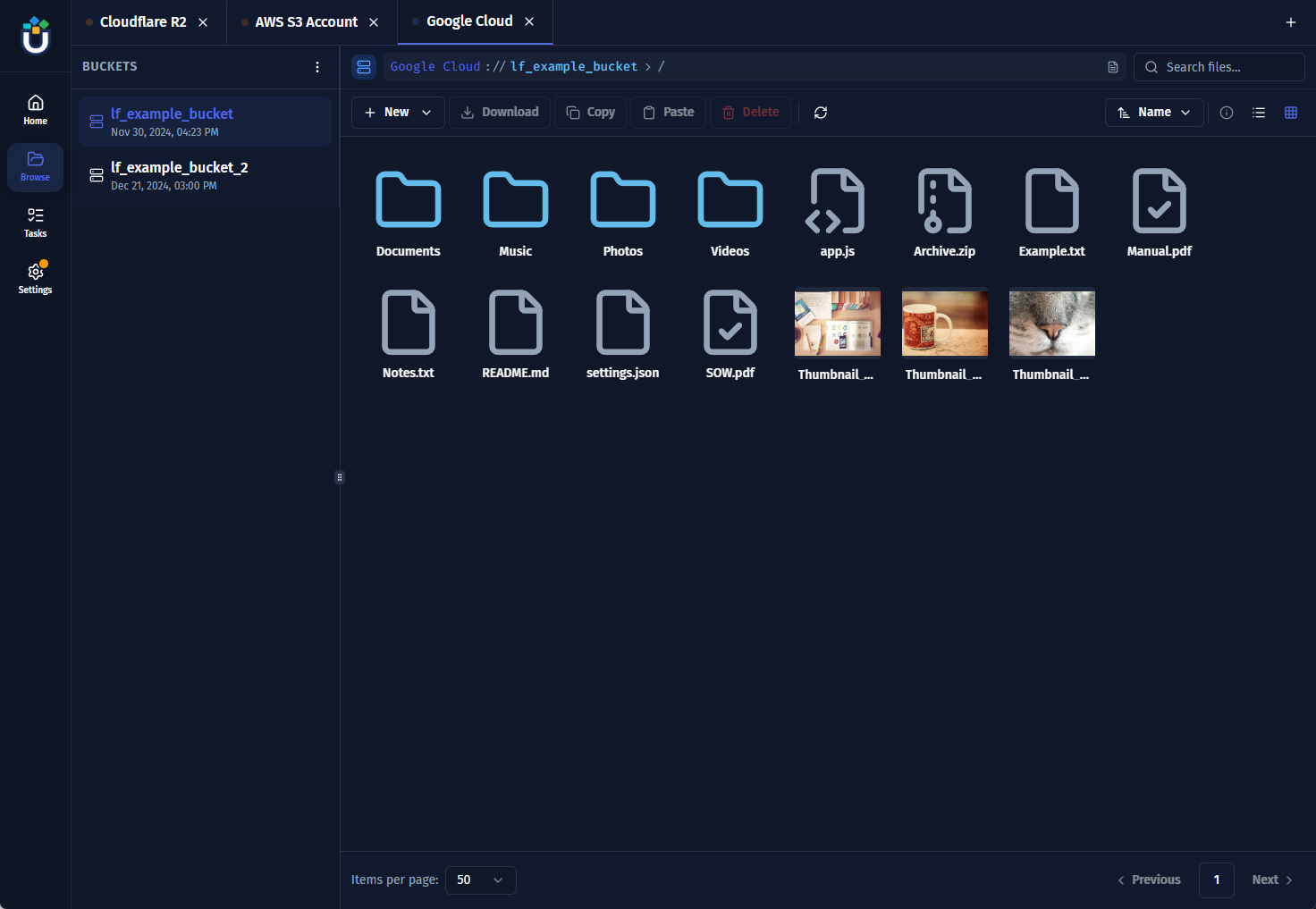 Dark Theme Grid View